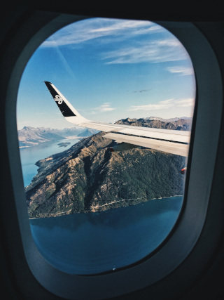 View out of the window of an Air New Zealand aircraft